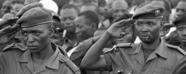Congolese soldiers on parade.