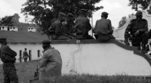 FARDC soldiers await an intergration ceremony in Rumangabo, DRC