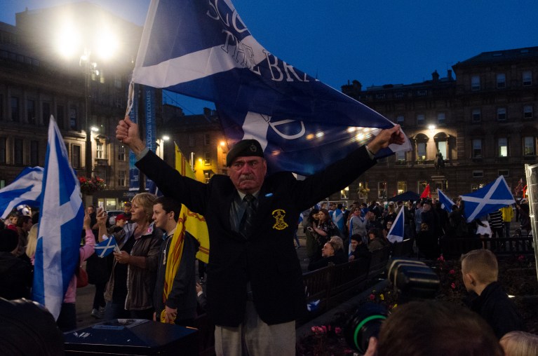 A Scottish veteran in George Square, Glasgow.